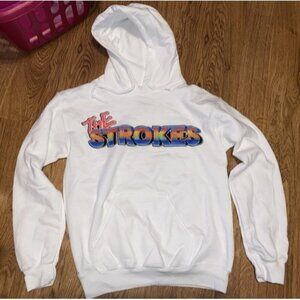 NEW The Strokes Band Unisex White Colorful Logo Hoodie Sweatshirt Small